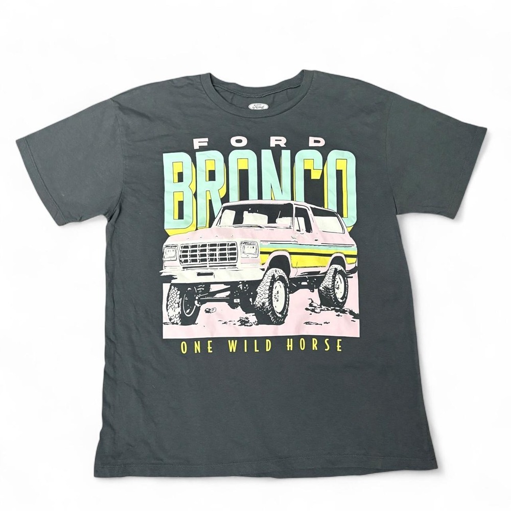 Ford Bronco "One Wild Horse" Graphic Tee Shirt Gray XL Streetwear Cotton